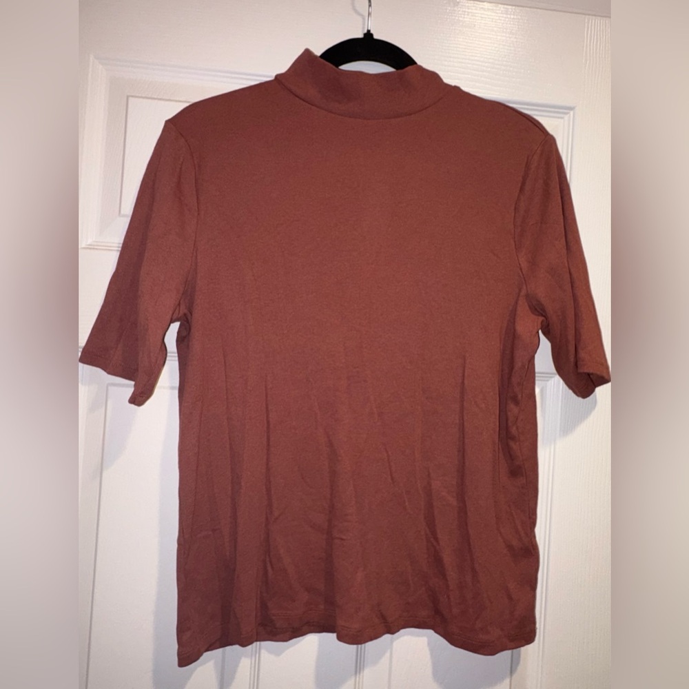 A New Day Women’s Short-Sleeve Turtleneck in Rust Brown